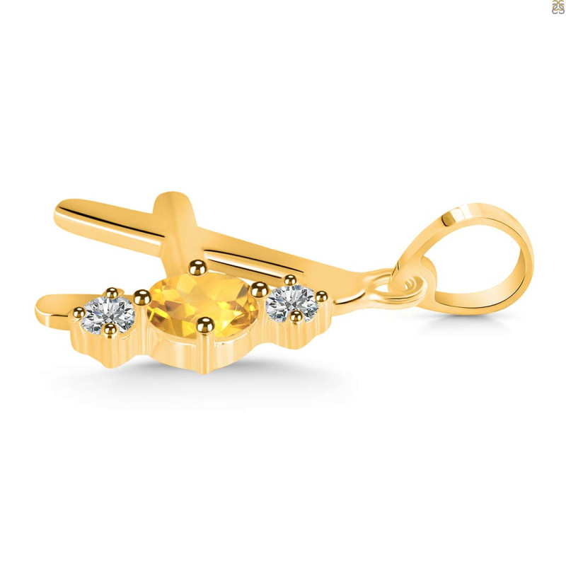 Citrine & White Topaz Alphabet A Pendant CIT-RDA-53.