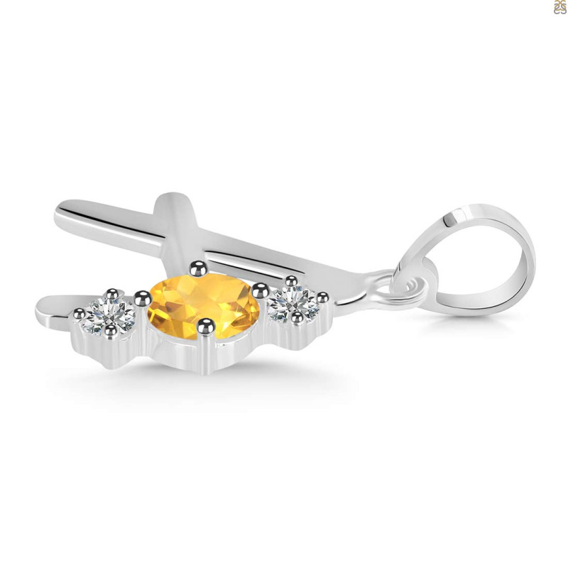 Citrine & White Topaz Alphabet A Pendant