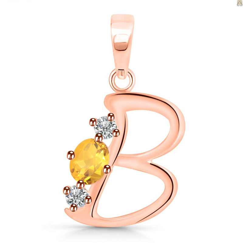 Citrine & White Topaz Alphabet B Pendant CIT-RDA-54.