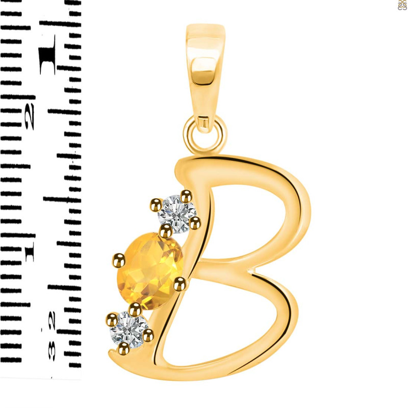 Citrine & White Topaz Alphabet B Pendant CIT-RDA-54.