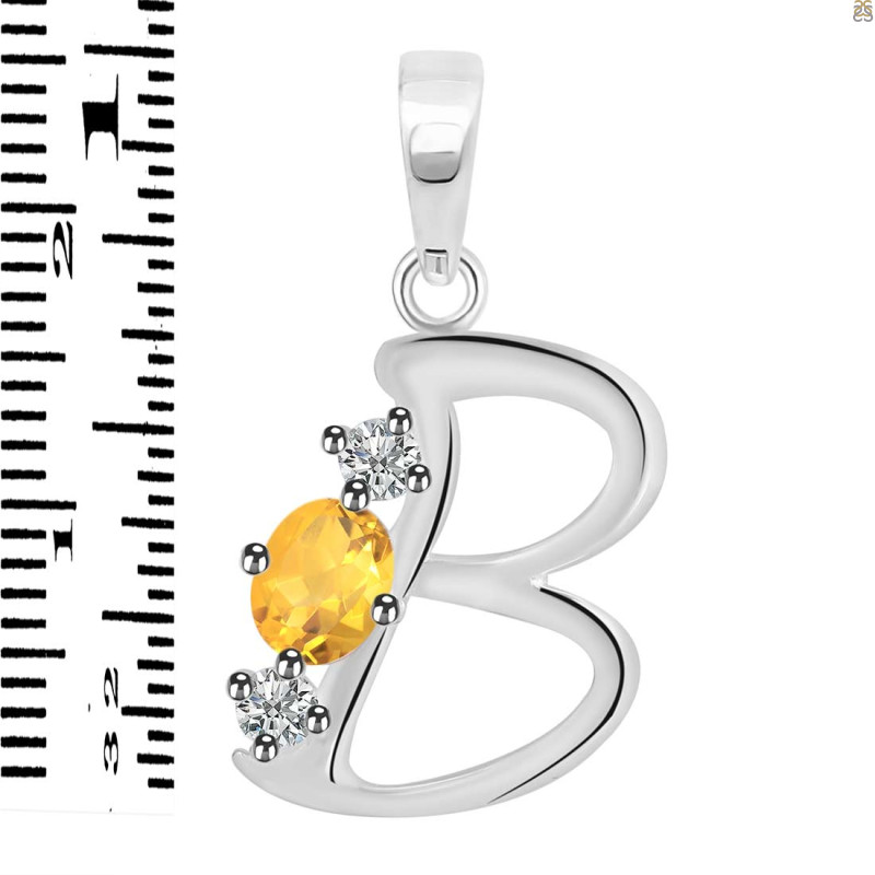 Citrine & White Topaz Alphabet B Pendant CIT-RDA-54.