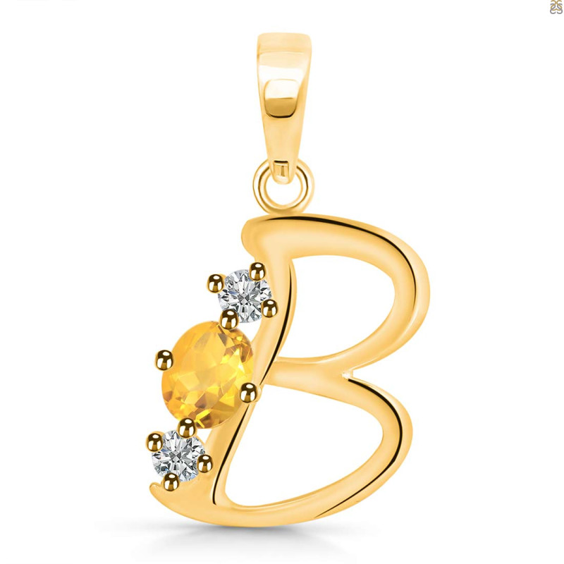 Citrine & White Topaz Alphabet B Pendant CIT-RDA-54.