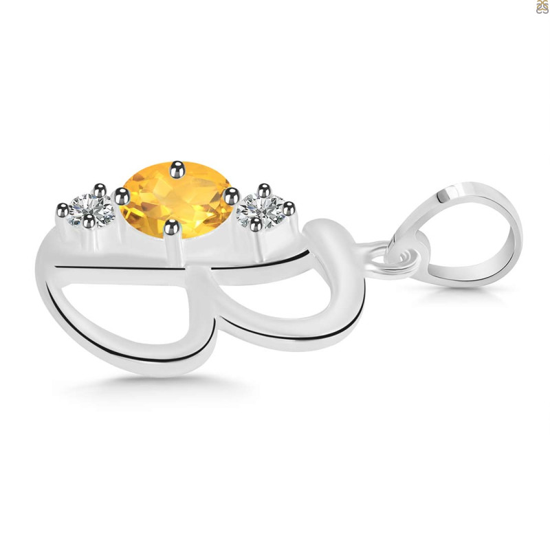 Citrine & White Topaz Alphabet B Pendant