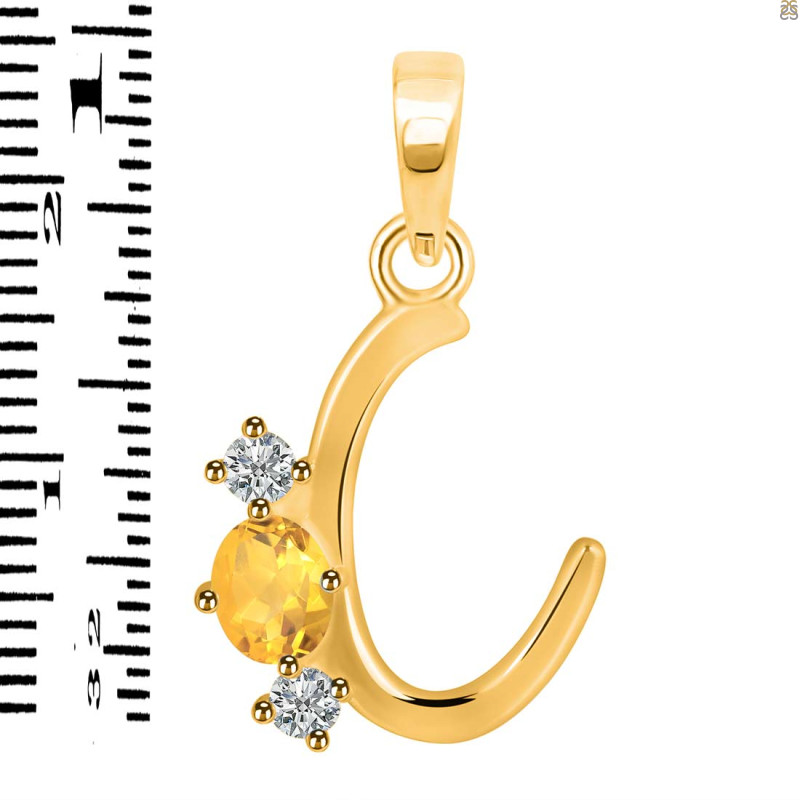 Citrine & White Topaz Alphabet C Pendant CIT-RDA-55.