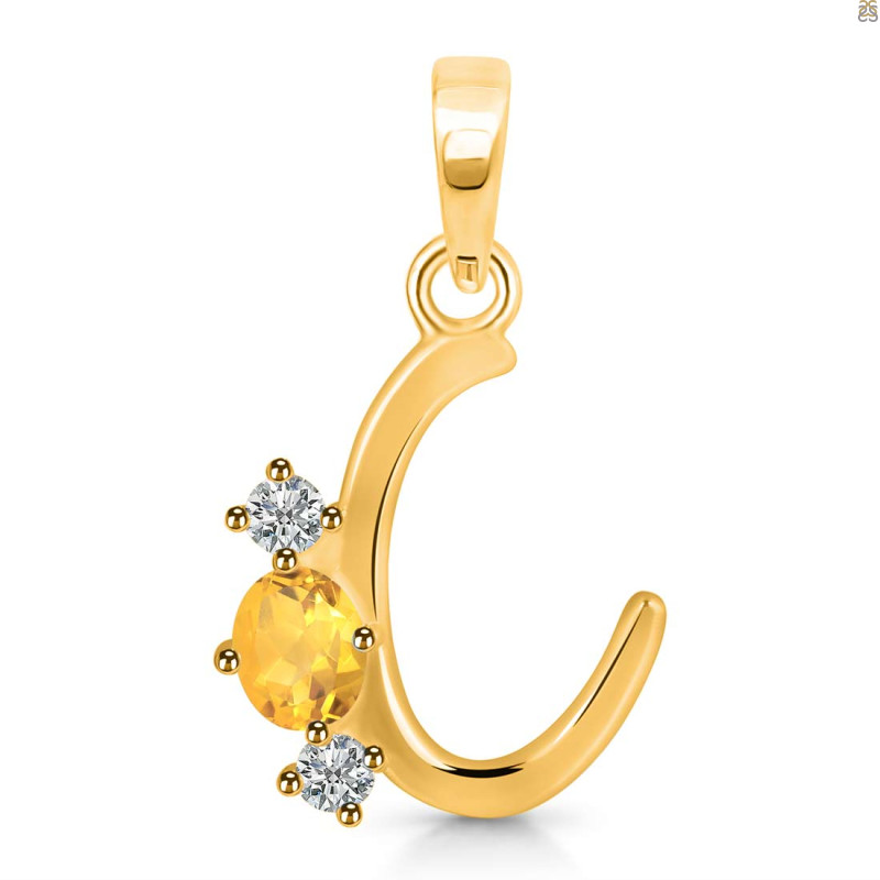 Citrine & White Topaz Alphabet C Pendant CIT-RDA-55.
