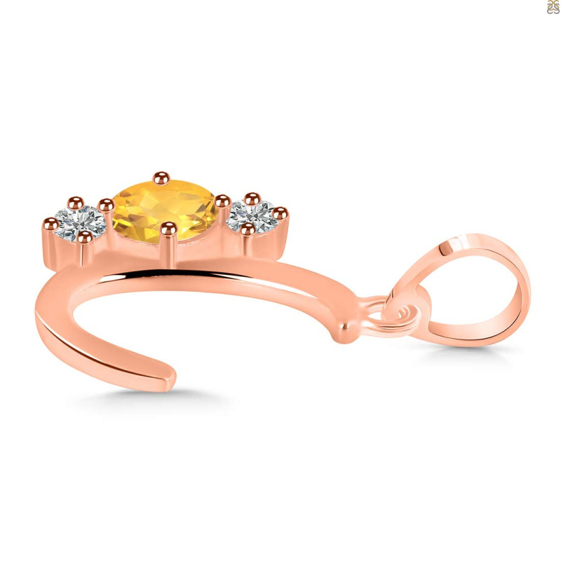 Citrine & White Topaz Alphabet C Pendant CIT-RDA-55.
