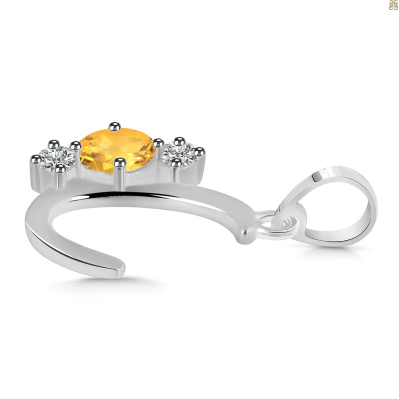 Citrine & White Topaz Alphabet C Pendant