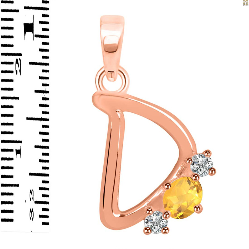 Citrine & White Topaz Alphabet D Pendant CIT-RDA-56.