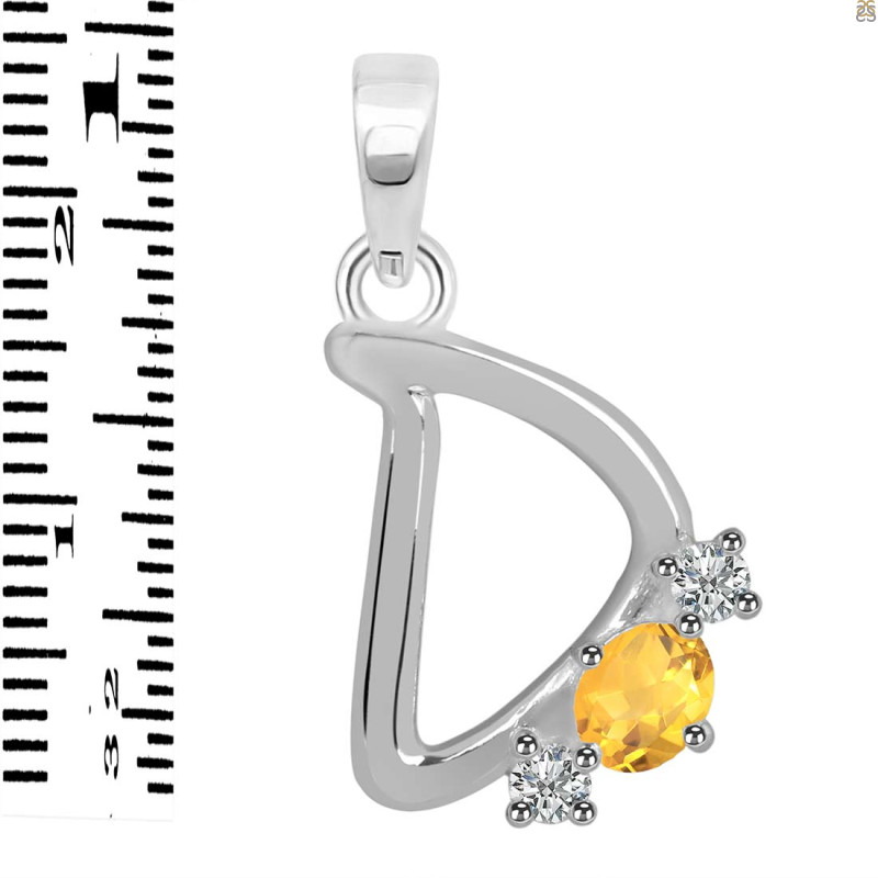 Citrine & White Topaz Alphabet D Pendant CIT-RDA-56.