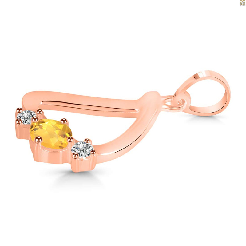 Citrine & White Topaz Alphabet D Pendant CIT-RDA-56.