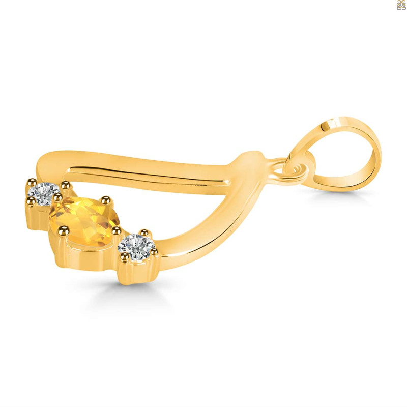 Citrine & White Topaz Alphabet D Pendant CIT-RDA-56.