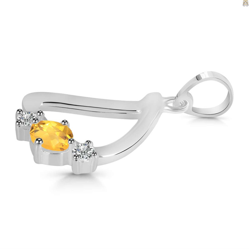 Citrine & White Topaz Alphabet D Pendant