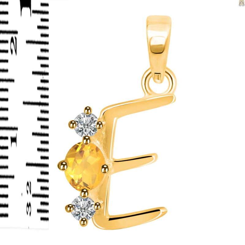 Citrine & White Topaz Alphabet E Pendant CIT-RDA-57.