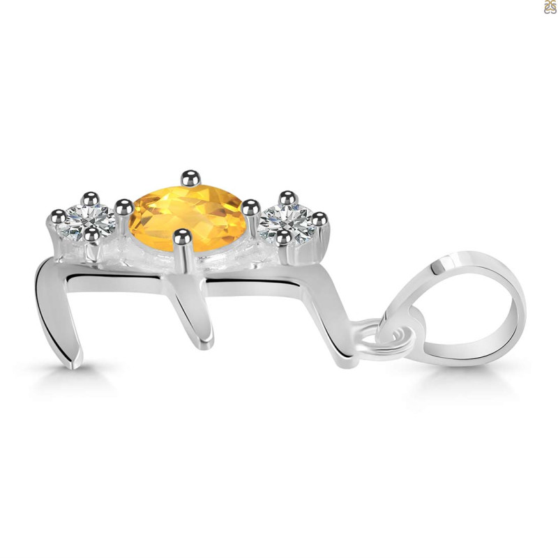 Citrine & White Topaz Alphabet E Pendant