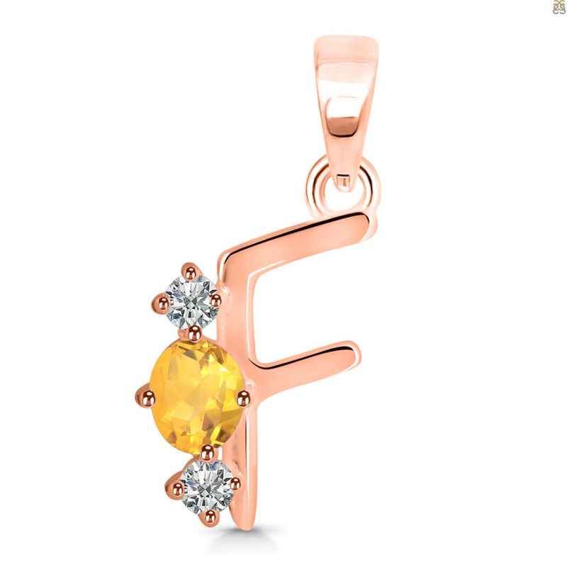 Citrine & White Topaz Alphabet F Pendant CIT-RDA-58.