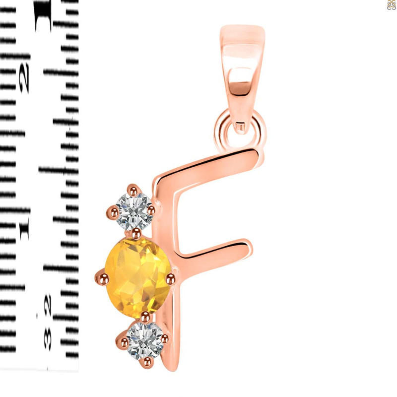 Citrine & White Topaz Alphabet F Pendant CIT-RDA-58.