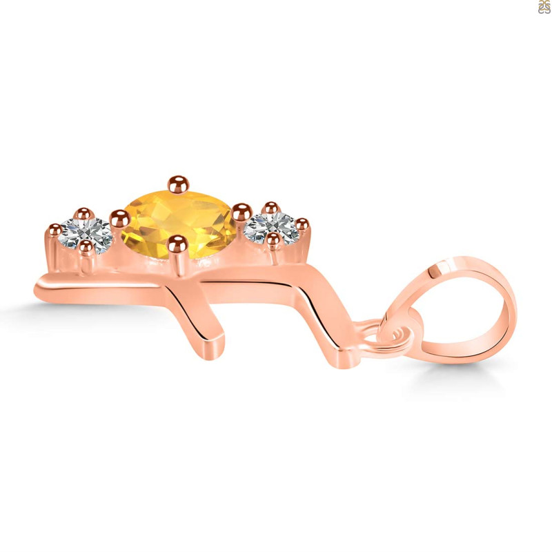Citrine & White Topaz Alphabet F Pendant CIT-RDA-58.