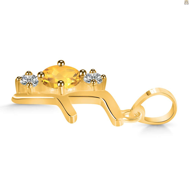 Citrine & White Topaz Alphabet F Pendant CIT-RDA-58.