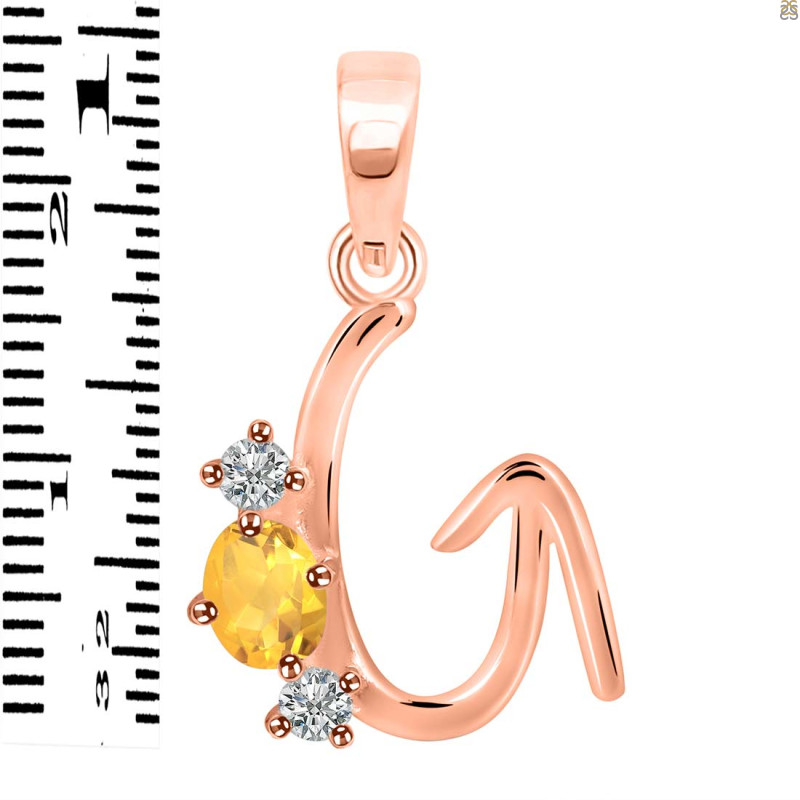 Citrine & White Topaz Alphabet G Pendant CIT-RDA-59.