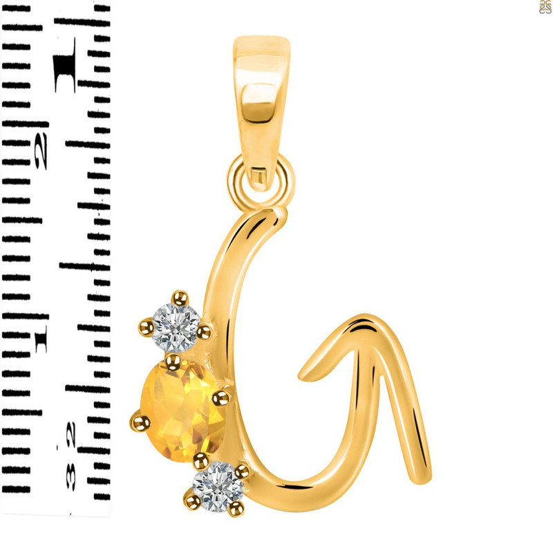 Citrine & White Topaz Alphabet G Pendant CIT-RDA-59.