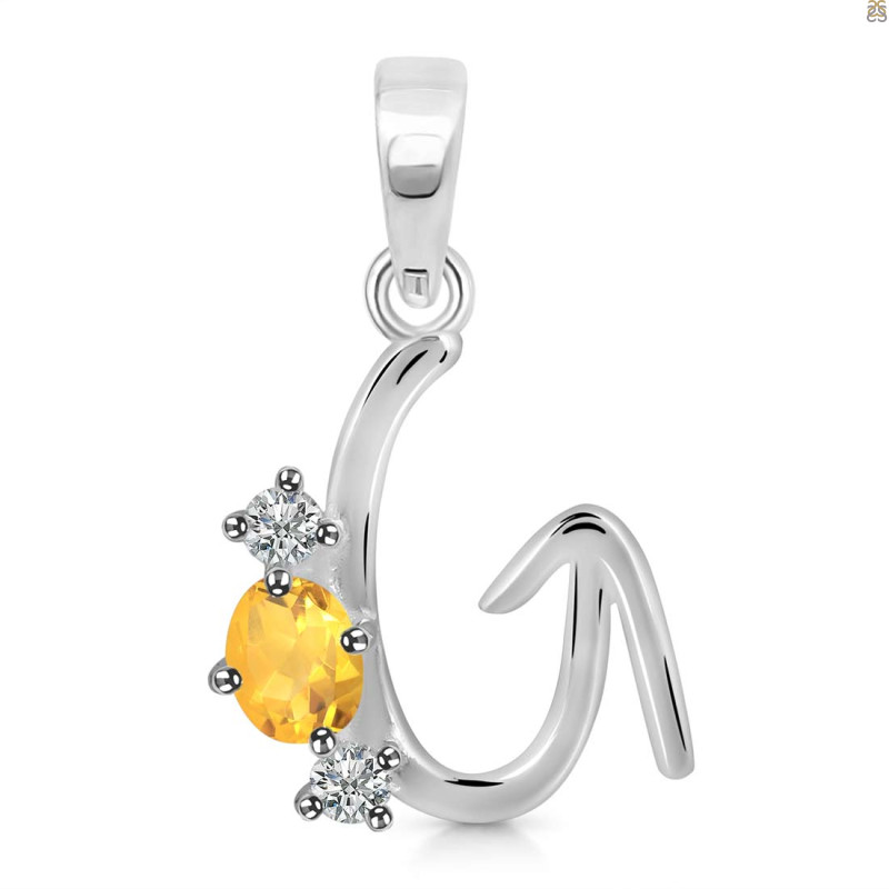 Citrine & White Topaz Alphabet G Pendant CIT-RDA-59.
