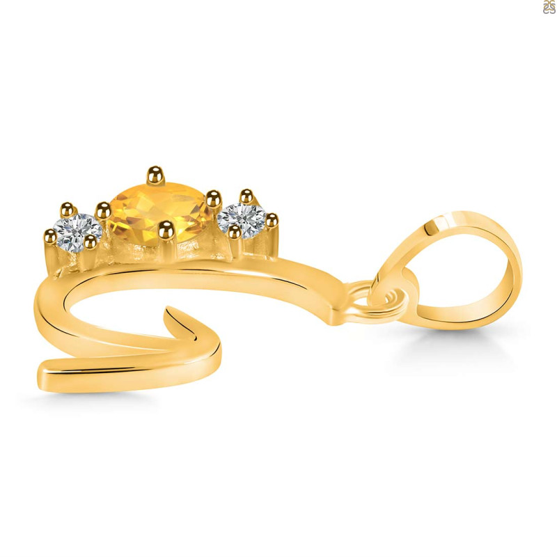 Citrine & White Topaz Alphabet G Pendant CIT-RDA-59.