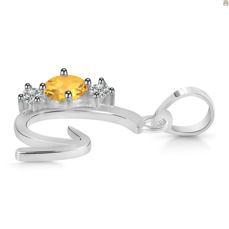 Citrine & White Topaz Alphabet G Pendant