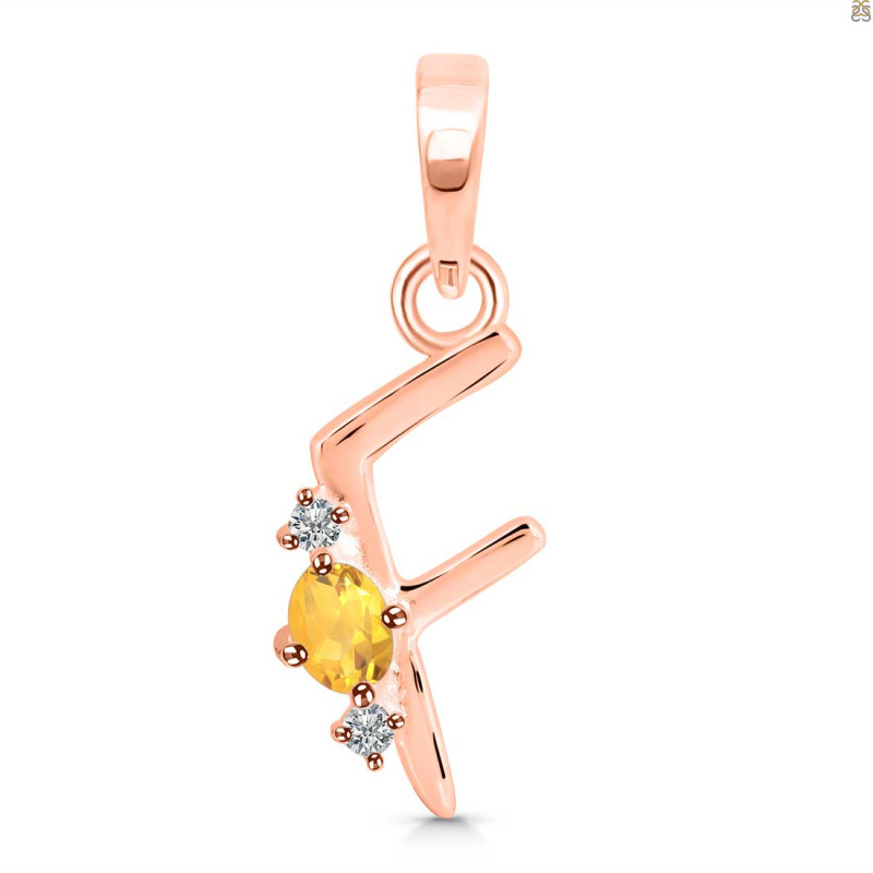 Citrine & White Topaz Alphabet F Pendant CIT-RDA-6.