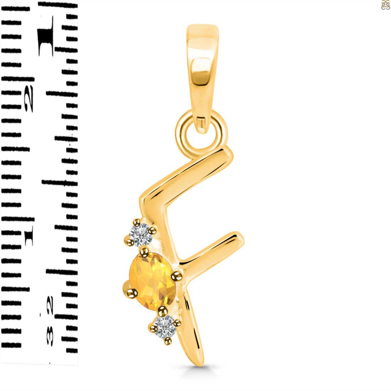 Citrine & White Topaz Alphabet F Pendant CIT-RDA-6.