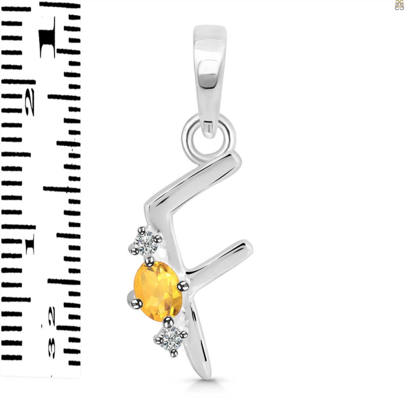 Citrine & White Topaz Alphabet F Pendant CIT-RDA-6.