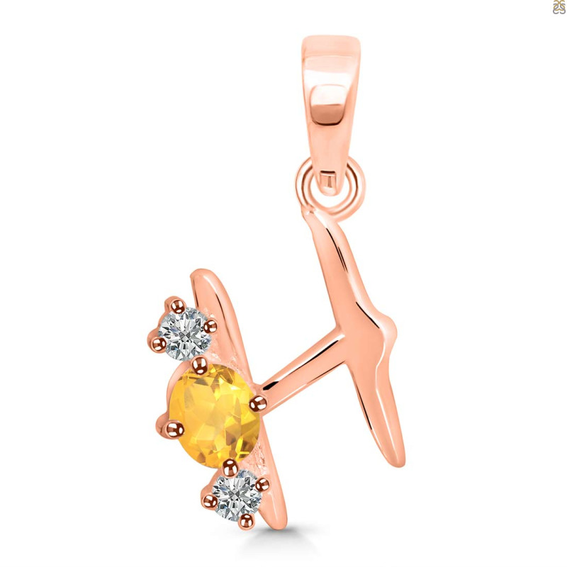 Citrine & White Topaz Alphabet H Pendant CIT-RDA-60.