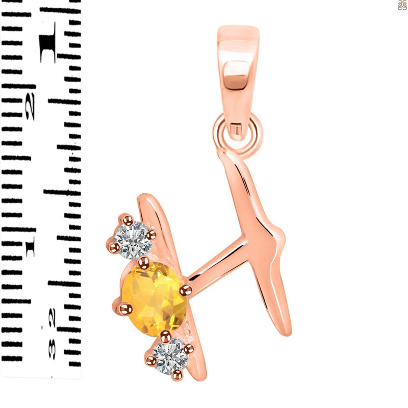 Citrine & White Topaz Alphabet H Pendant CIT-RDA-60.