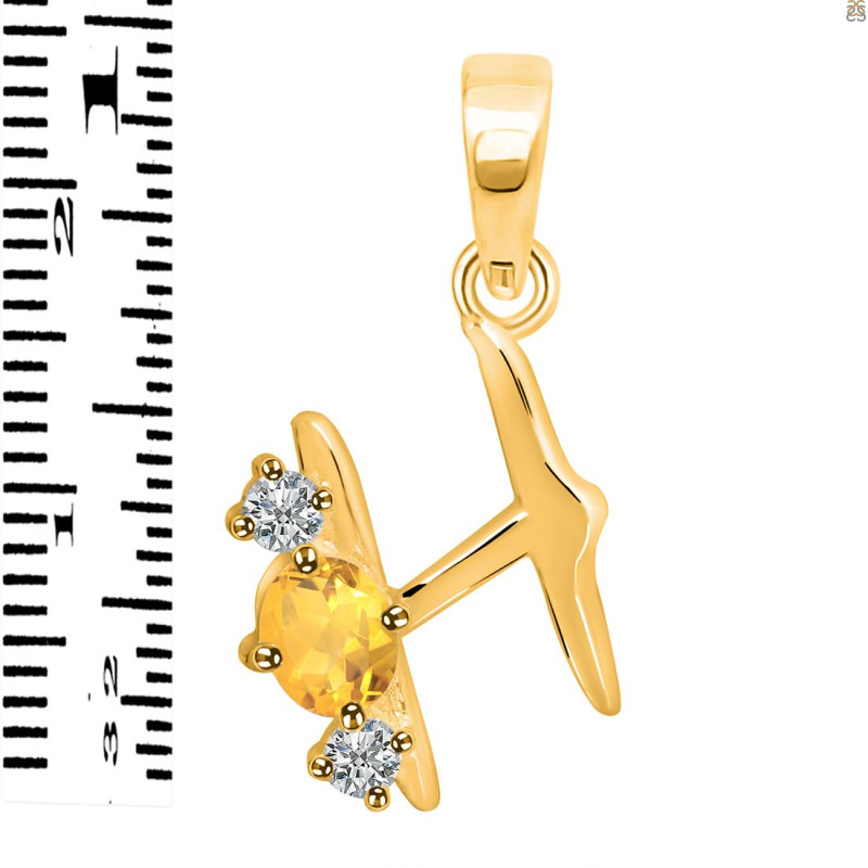 Citrine & White Topaz Alphabet H Pendant CIT-RDA-60.