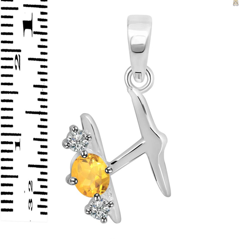 Citrine & White Topaz Alphabet H Pendant CIT-RDA-60.