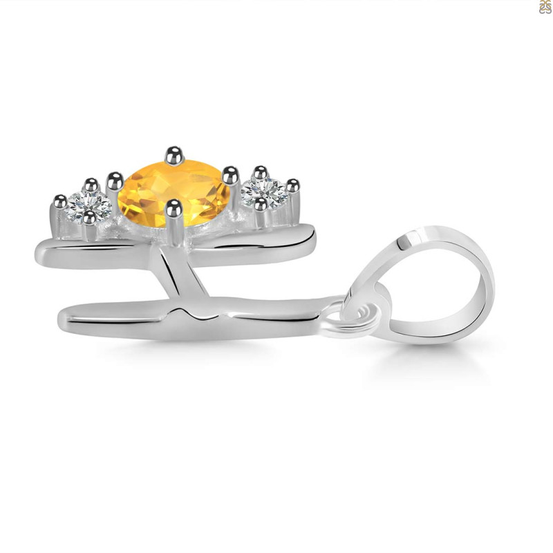 Citrine & White Topaz Alphabet H Pendant