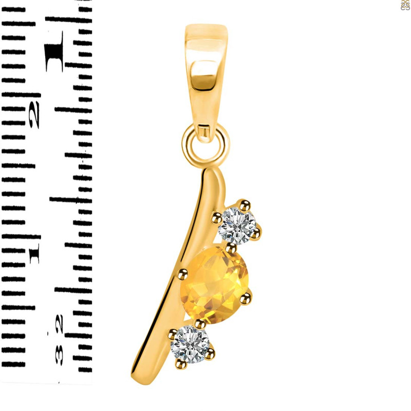 Citrine & White Topaz Alphabet I Pendant CIT-RDA-61.