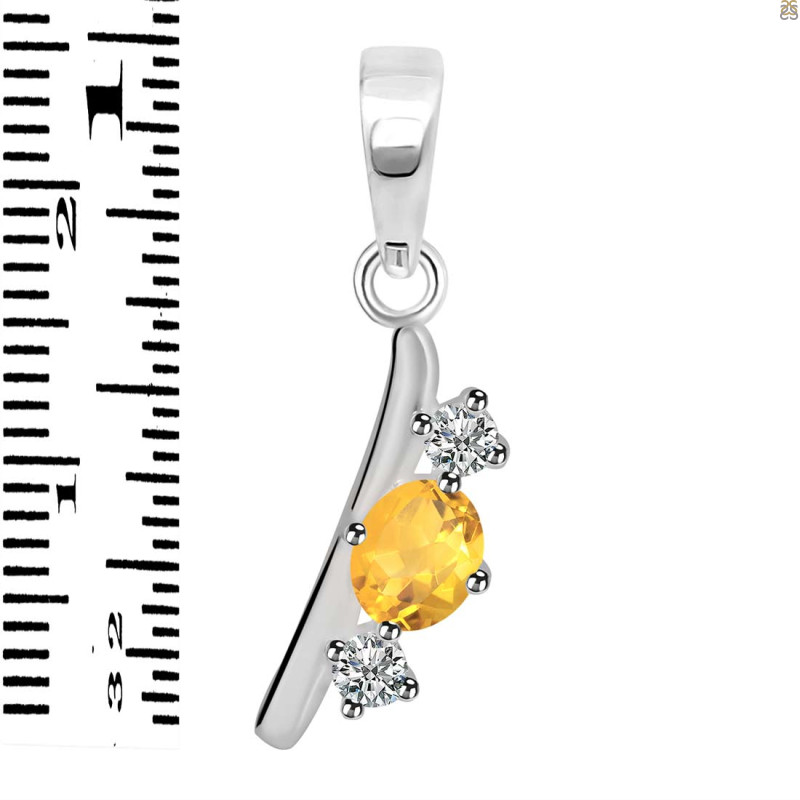 Citrine & White Topaz Alphabet I Pendant CIT-RDA-61.