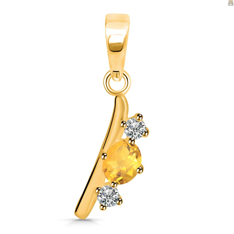 Citrine & White Topaz Alphabet I Pendant CIT-RDA-61.