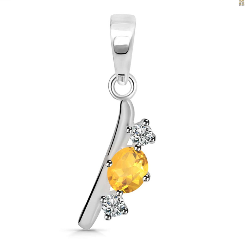Citrine & White Topaz Alphabet I Pendant CIT-RDA-61.