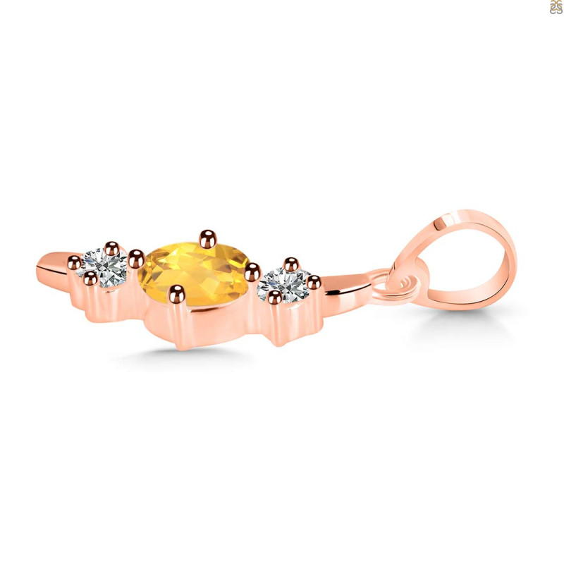Citrine & White Topaz Alphabet I Pendant CIT-RDA-61.