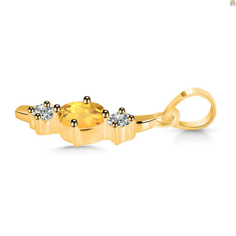 Citrine & White Topaz Alphabet I Pendant CIT-RDA-61.