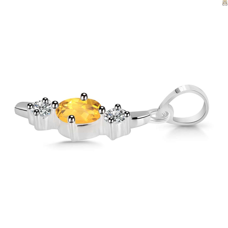 Citrine & White Topaz Alphabet I Pendant