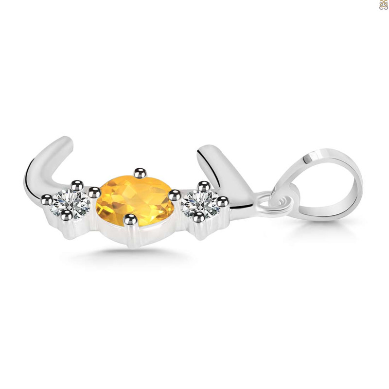 Citrine & White Topaz Alphabet J Pendant
