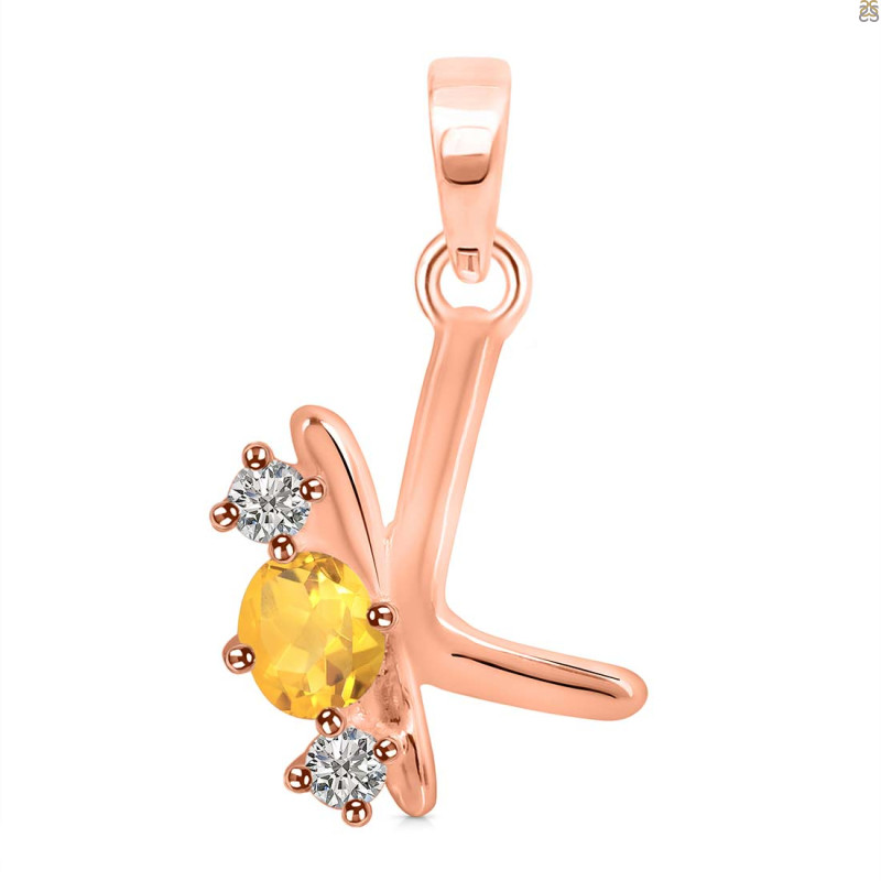 Citrine & White Topaz Alphabet K Pendant CIT-RDA-63.