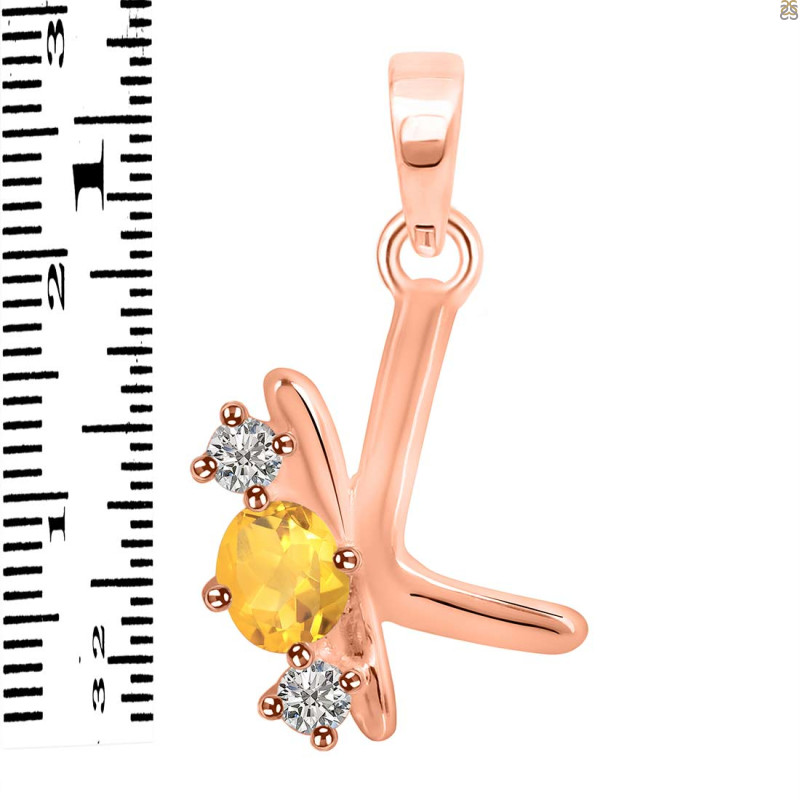 Citrine & White Topaz Alphabet K Pendant CIT-RDA-63.