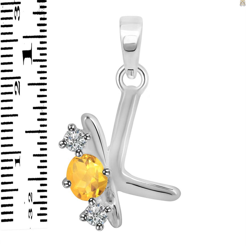 Citrine & White Topaz Alphabet K Pendant CIT-RDA-63.