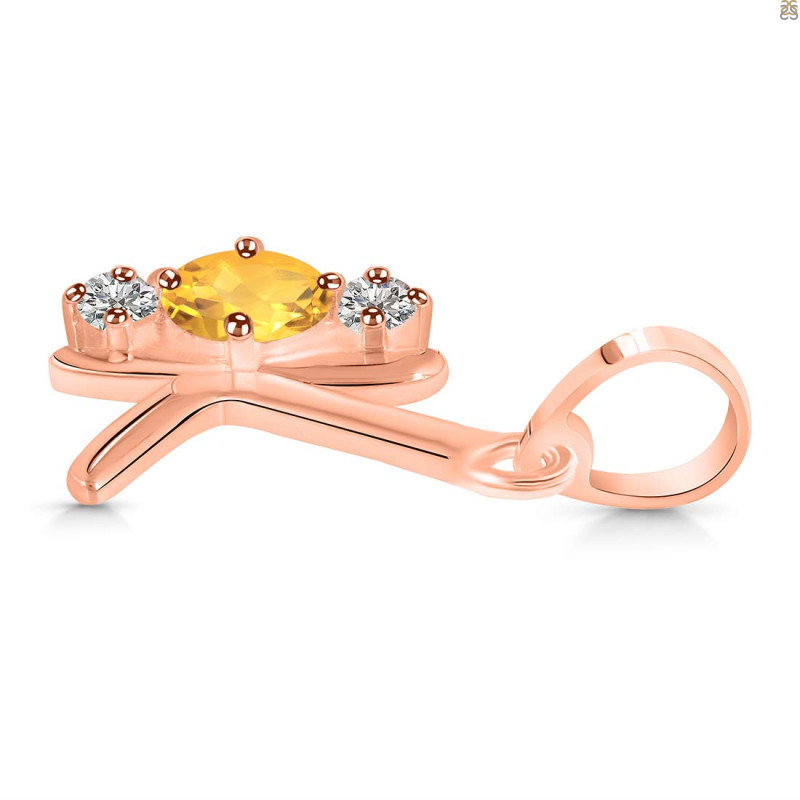 Citrine & White Topaz Alphabet K Pendant CIT-RDA-63.