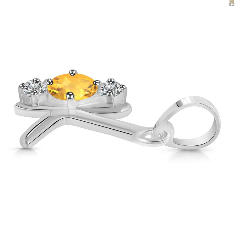 Citrine & White Topaz Alphabet K Pendant