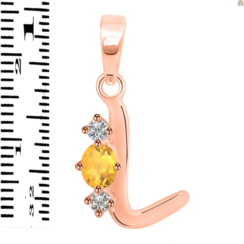 Citrine & White Topaz Alphabet L Pendant CIT-RDA-64.