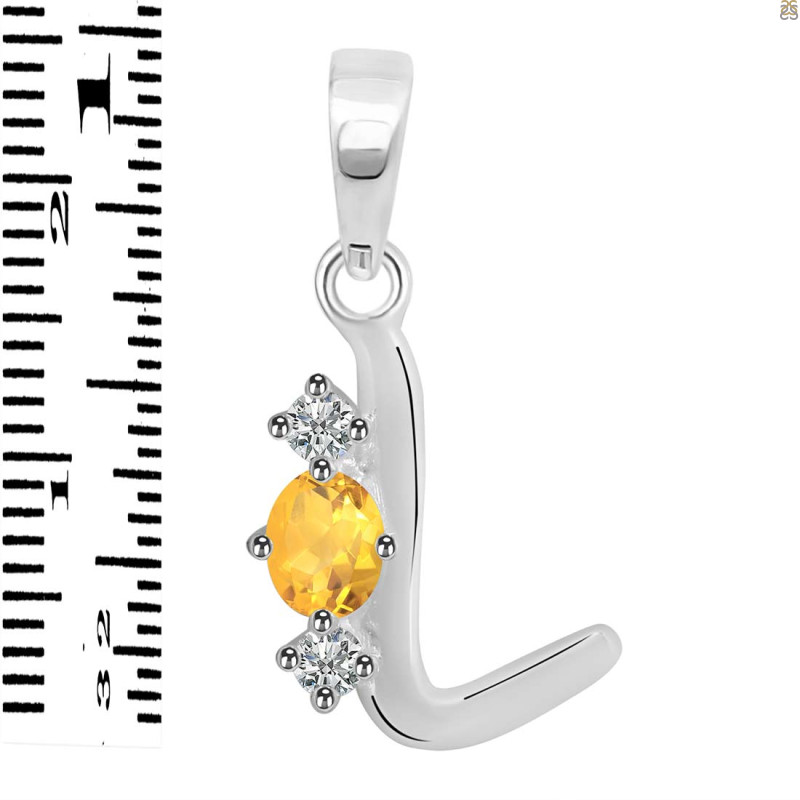 Citrine & White Topaz Alphabet L Pendant CIT-RDA-64.